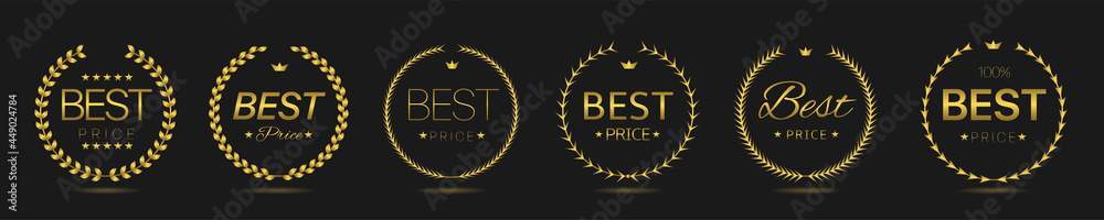 Fototapeta premium Best price Golden laurel wreath label set