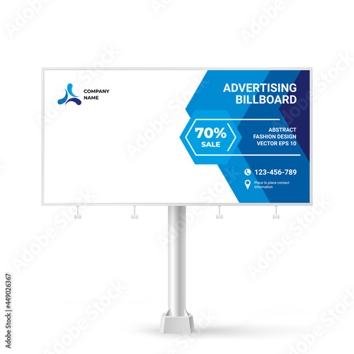 Billboard design, modern banner for outdoor advertising, creative concept, blue background vector
