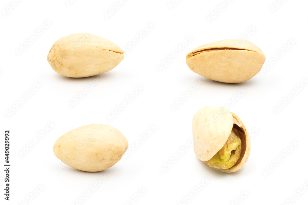 Fototapeta premium Set , Tasty pistachios, isolated on the white background.