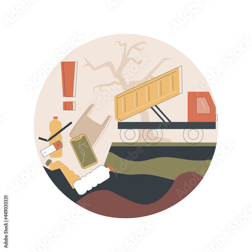 Soil pollution abstract concept vector illustration. Land degradation, groundwater pollution, soil contamination, agricultural chemical products, toxic pollutant analysis abstract metaphor.