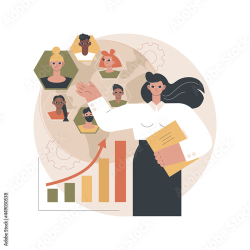 Population growth abstract concept vector illustration. Census service, world population explosion, human quantity growth, natural increase rate, overpopulation, demographics abstract metaphor.
