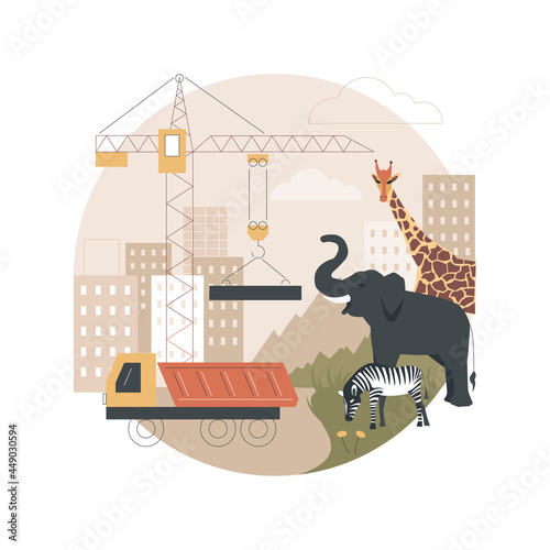 Habitat loss for wild animals abstract concept vector illustration. Wildlife loss, global habitat destruction, wild animals extinction threat, environment, endangered species abstract metaphor.