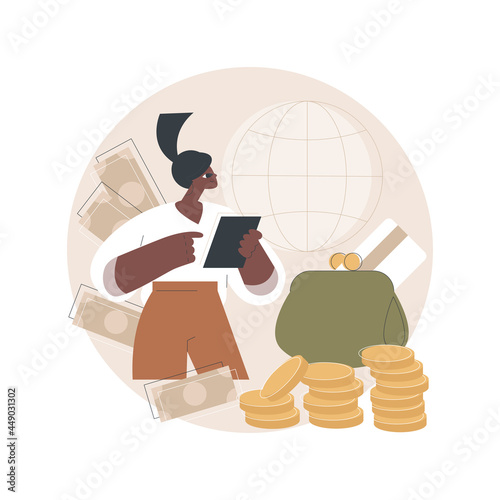 Fees and funding abstract concept vector illustration. Service cost, subscription fees, funding option, payment information, website menu bar, price list, company page UI abstract metaphor.