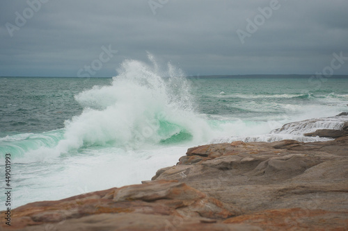 Sea waves crashing on rocks
