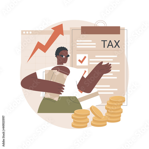 Taxable income abstract concept vector illustration. Taxable earnings calculation, tax preparation, accounting service, fiscal year, company income, corporate accountancy abstract metaphor.