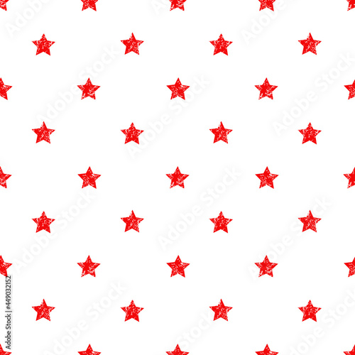 
Red stars vector pattern, white background seamless image