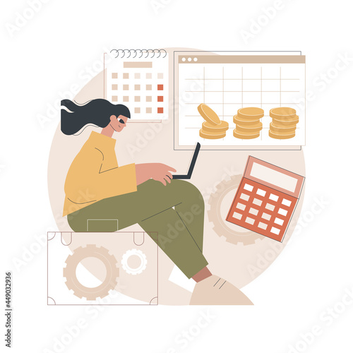 Budget planning abstract concept vector illustration. Balanced budget, money spending plan, company budget management, keep finances on track, emergency savings, expences control abstract metaphor.
