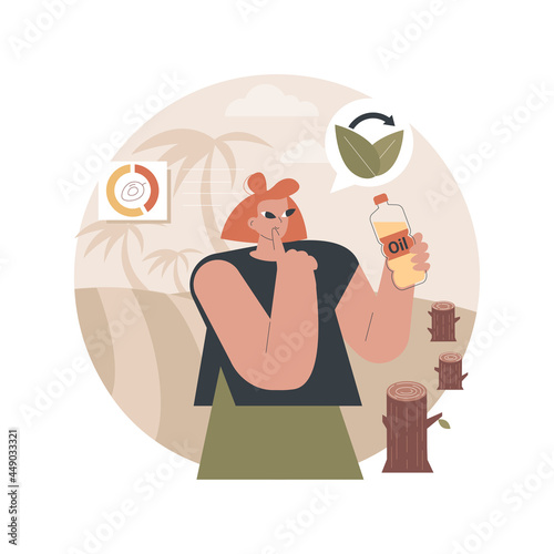 Deforestation abstract concept vector illustration. Environmental change, wildlife degradation, causes of deforestation, environmentalism, palm oil production, agricultural land abstract metaphor.