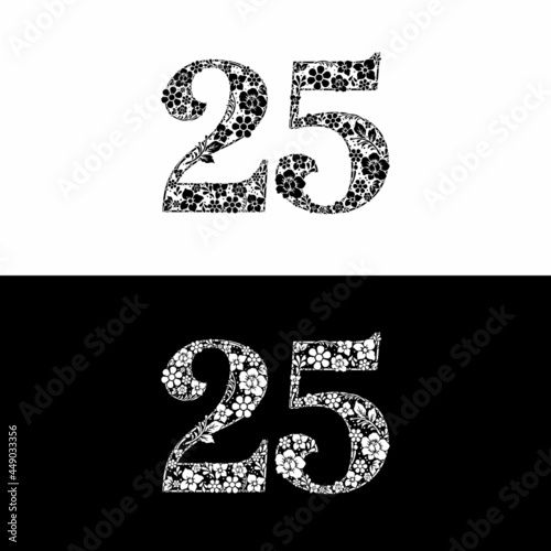 number 25 logo composed of flowers and plants