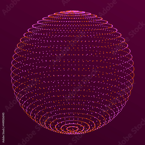 Abstract 3d sphere made of dots. Global social network. Internet and technology. Geometry math vector illustration.