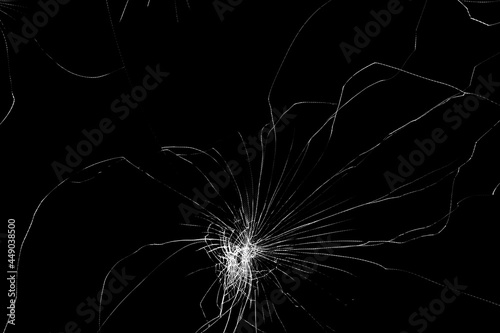 Broken glass on black background  texture backdrop object design 