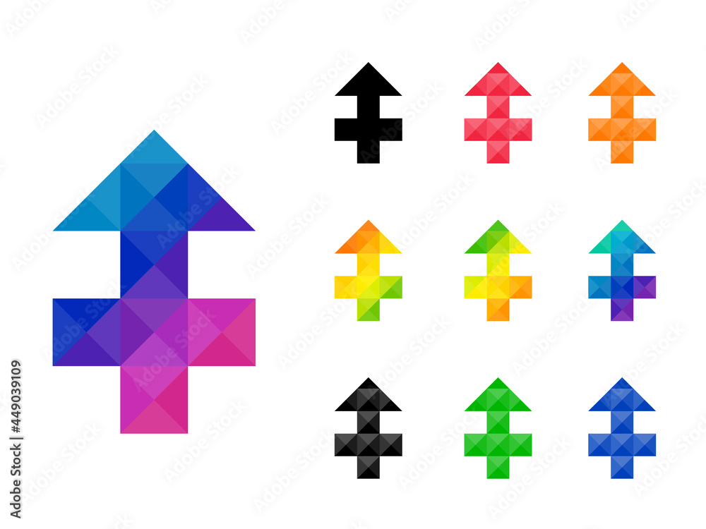 Set of crossroads up sign icon isolated on white background. Good for web, app, project element, etc. Vector illustration Set of crossroads up sign icon isolated on white background. Good for web, app, project element, etc. Vector illustration
