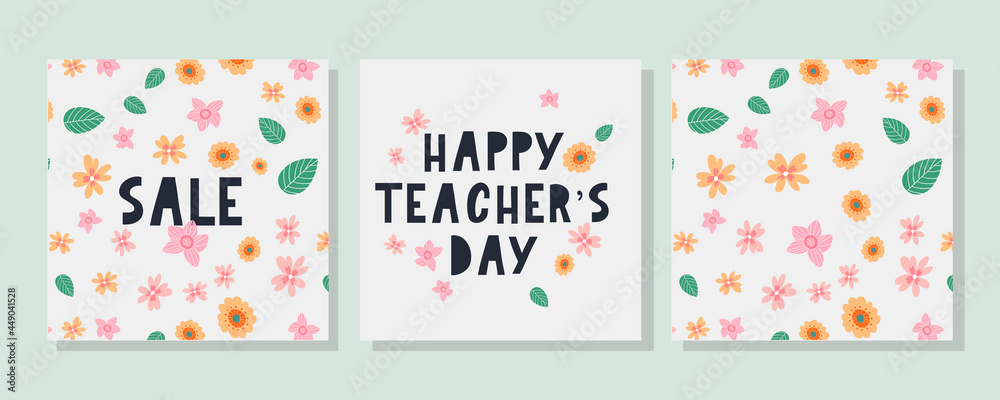 Vector illustration of a stylish text for Happy Teacher's Day Flowers