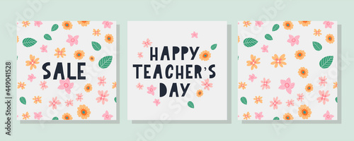 Vector illustration of a stylish text for Happy Teacher's Day Flowers