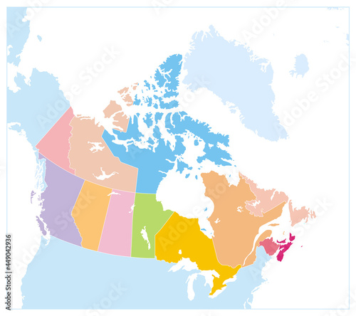 Canada Detailed Political Map Isolated On White. No text