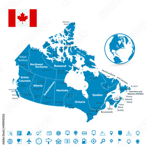 Canada Map and navigation map icons