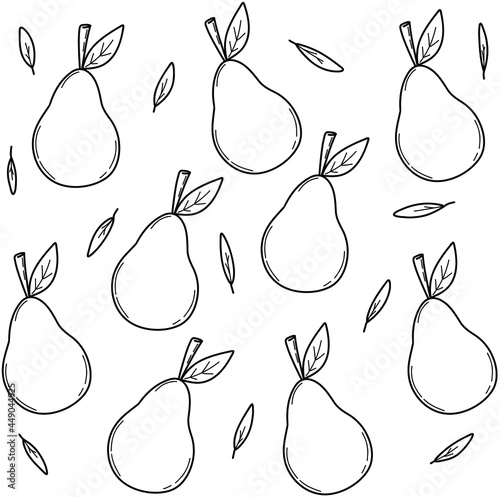 Vegetables fruits pears Vector isolated illustration. Simple Vegetable Pattern for textile design, magazine, menu, banner, poster