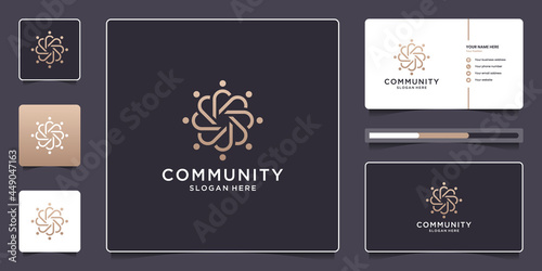 Creative team work with abstract people group logo design and business card template