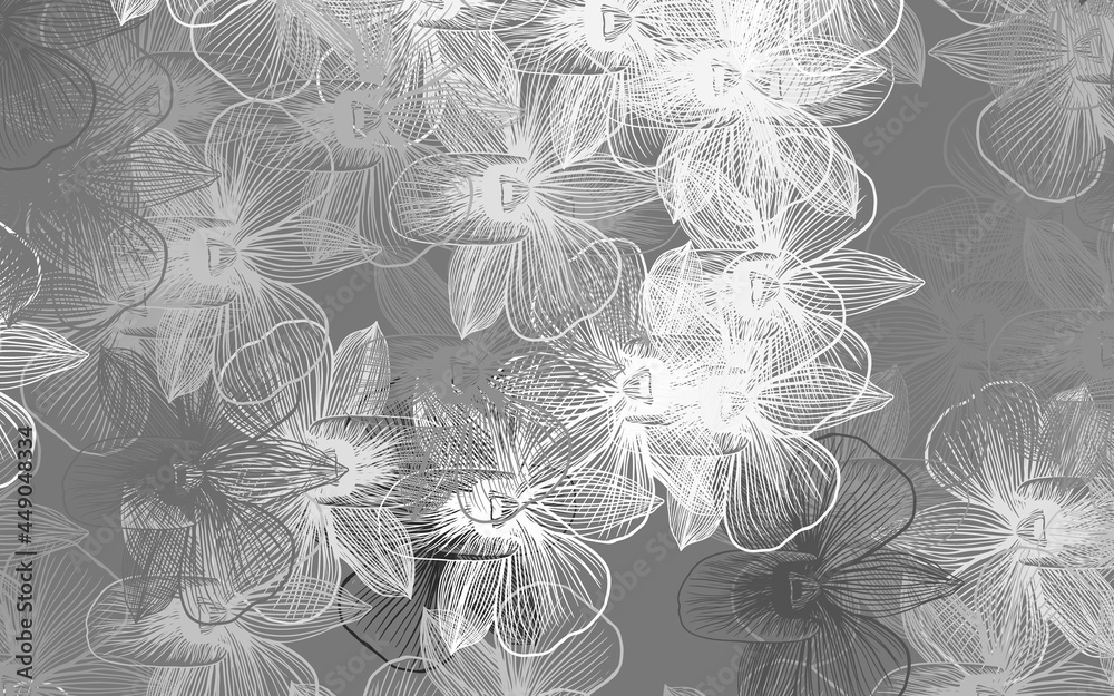 Light Gray vector doodle pattern with flowers. Light Gray vector doodle pattern with flowers.