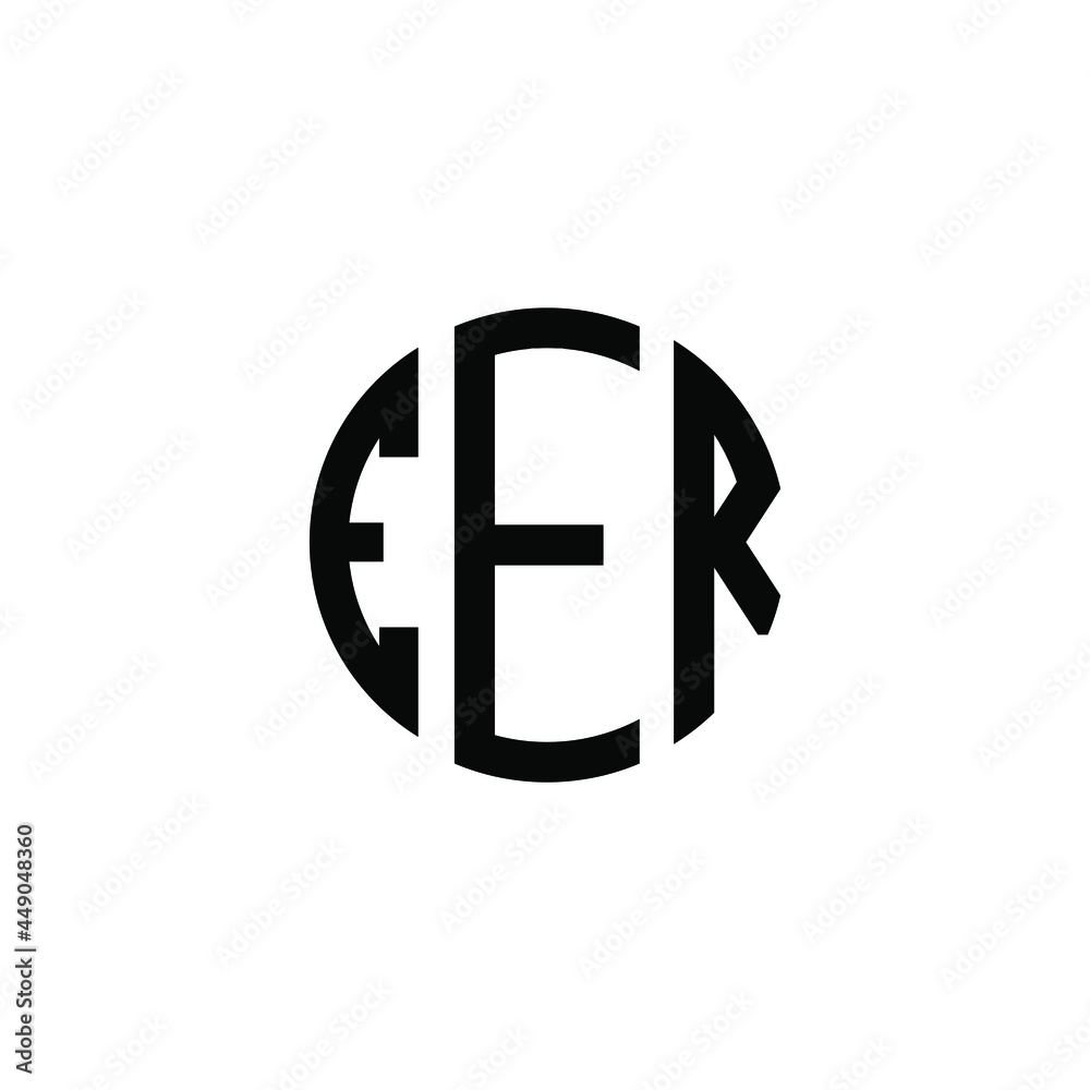 EER letter logo design. EER letter in circle shape. EER Creative three