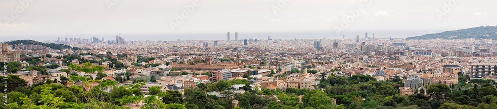 Barcelona city skyline on a cloudy day