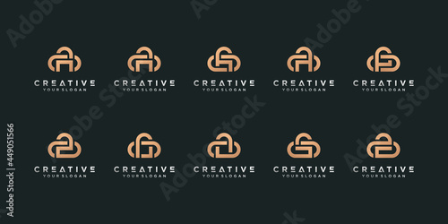 Set of letter logo collection with initial A for company with creative concept Premium Vector