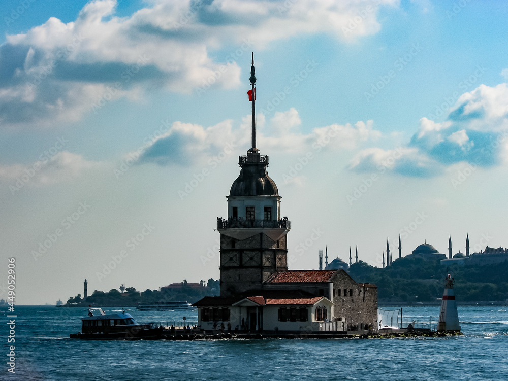 The beautiful Maiden's Tower (Kız Kulesi) in Istanbul, Turkey.