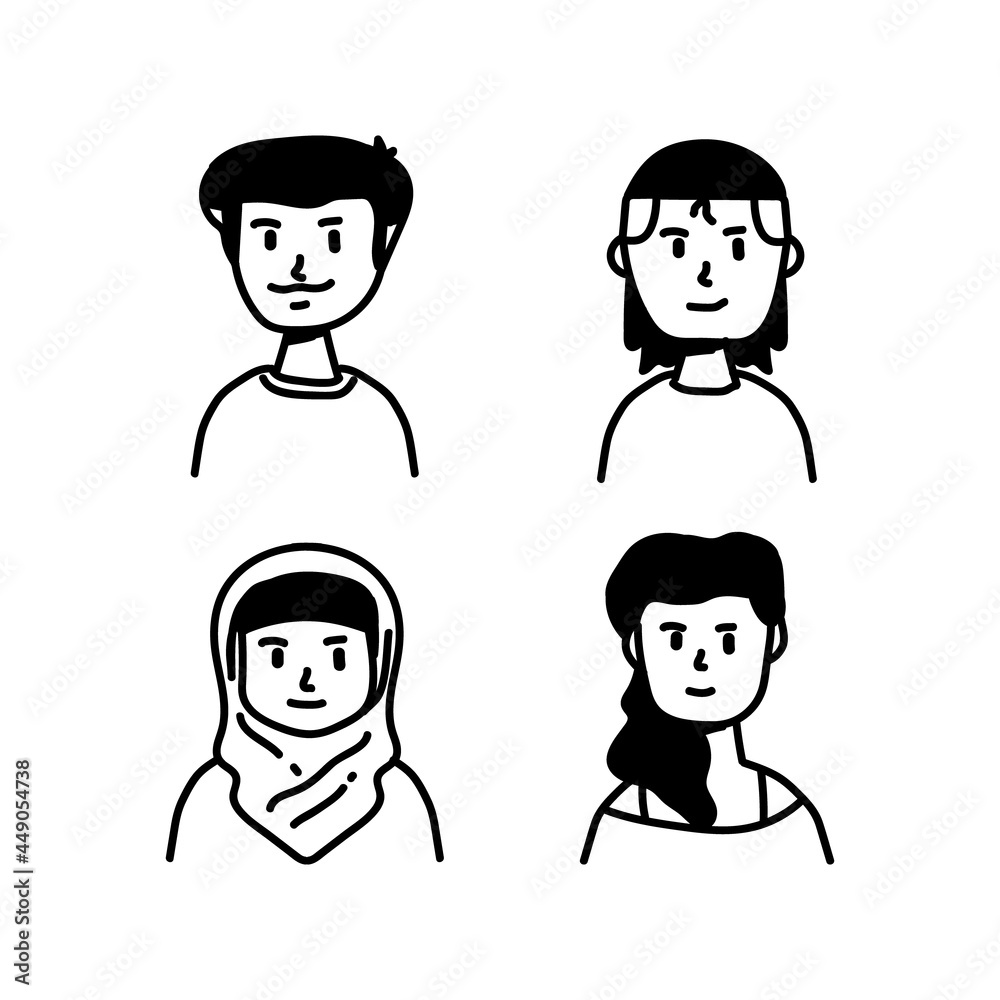Hand drawing cartoon character avatar design Hand drawing cartoon character avatar design