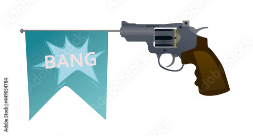 Flag bang and gun. vector