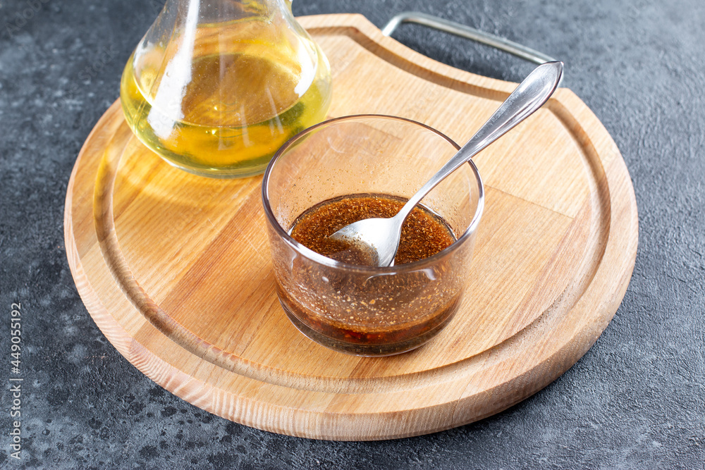 A fragrant dressing with spices for making a spicy salad with bell peppers, carrots, vegetables and sesame seeds. Step by step recipe. A fragrant dressing with spices for making a spicy salad with bell peppers, carrots, vegetables and sesame seeds. Step by step recipe.
