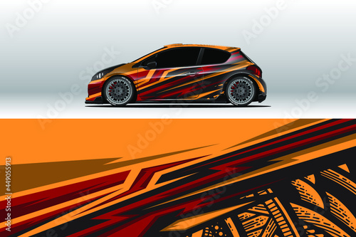 Car wrap decal designs. Abstract racing and sport background for racing livery or daily use car vinyl sticker. Decal vector eps ready print.