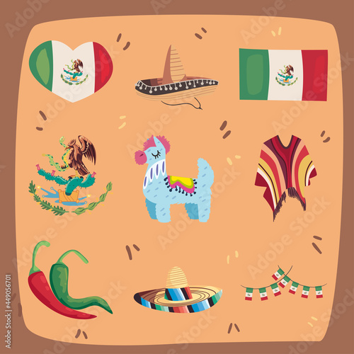 nine mexican independence day icons