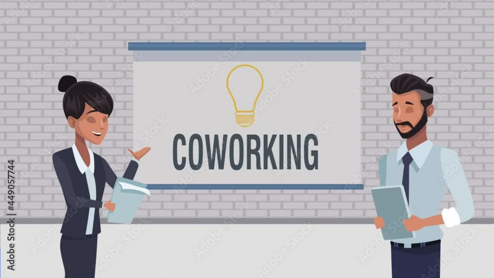 elegant business couple coworkers with lettering elegant business couple coworkers with lettering