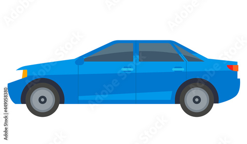 Blue car. Vector illustration on white background.