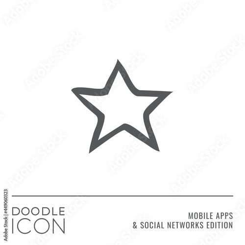 Doodle Icon Series - Star or Pentagram Shape as Favourites or Rate Flat Outline Stroke Style Symbol in Mobile Apps and Social Networks Edition - Pictogram Graphic Design