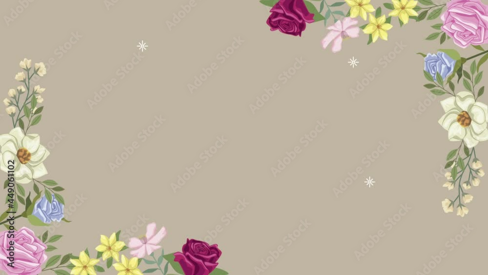 colorful flowers border frame decorative animation