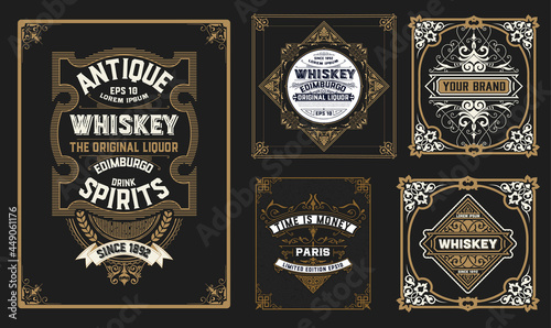 Set of 5 labels. Western style