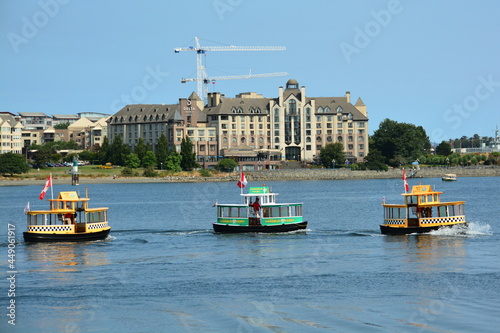 Victoria Harbor ferries on the inner harbor in Victoria BC, Canada. The harbor ferries are a big boost to the tourism industry in Victoria. Come to Vancouver island and explore Victoria.