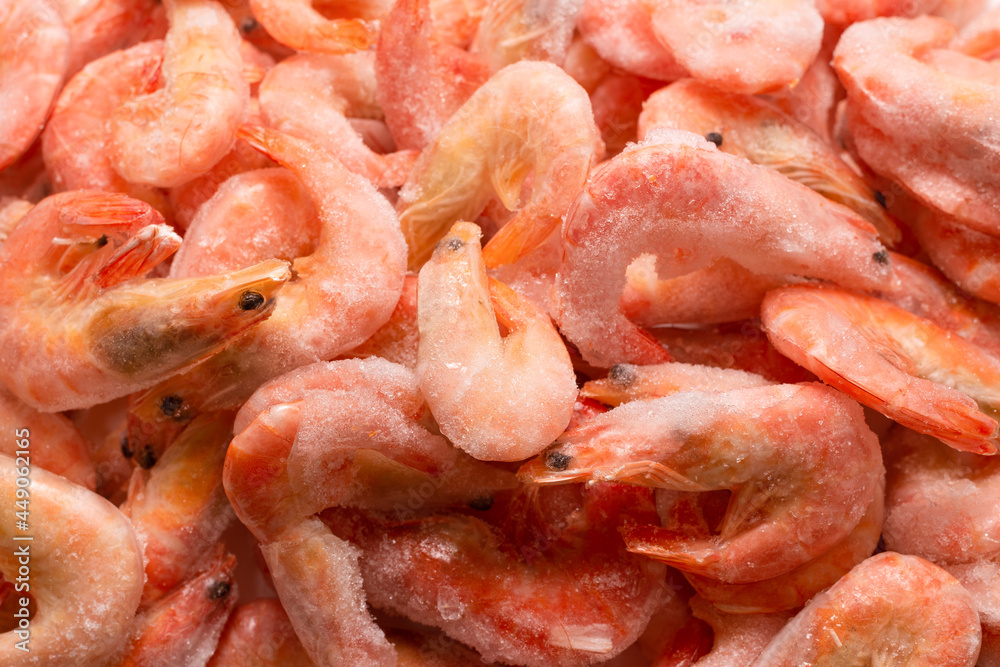 Fresh shrimps in ice. Top view. Fresh shrimps in ice. Top view.