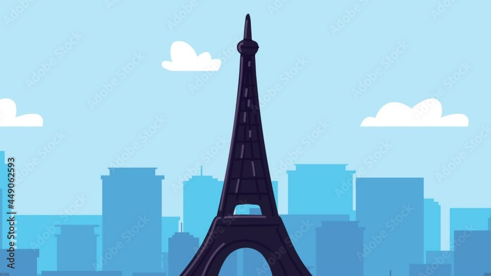 bon voyage animation with eiffel tower