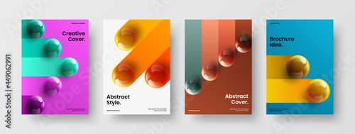 Fresh realistic balls book cover layout bundle. Premium banner design vector template composition. © kitka
