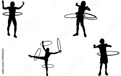 Hula Hooping Silhouette Vector 