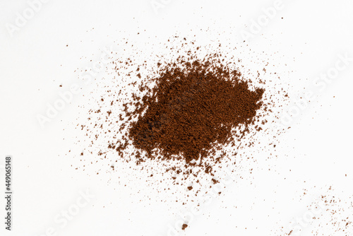 Coffee bean powder isolated on white