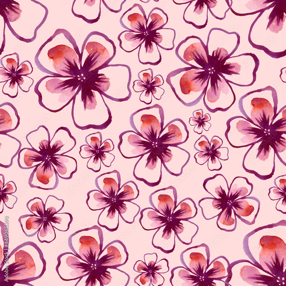 seamless pattern with pink flowers seamless pattern with pink flowers