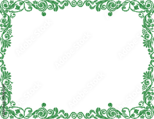 Vector doodle drawing of decorative floral vintage border with leaves and swirls