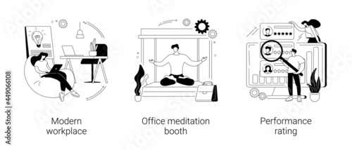 Working environment and productivity abstract concept vector illustrations.