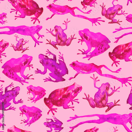 pink seamless pattern with frogs 
