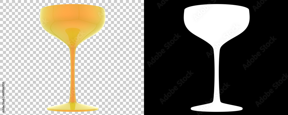 Cocktail glass isolated on background with mask. 3d rendering - illustration Cocktail glass isolated on background with mask. 3d rendering - illustration