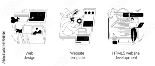 Website building service abstract concept vector illustrations.