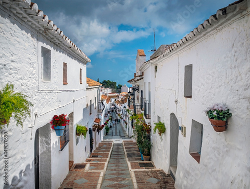 Cuadro en lienzo Mijas village in Andalusia with white houses, Spain